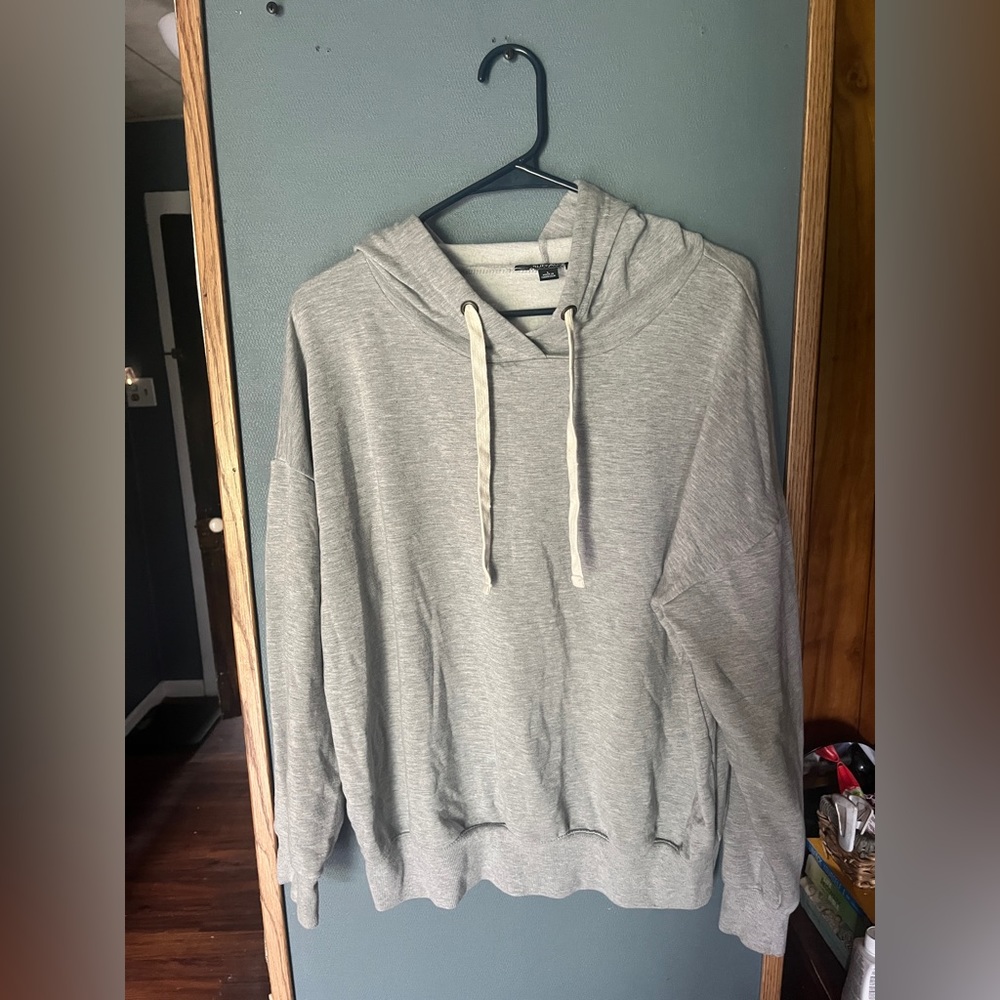 Buffalo David Bitton Gray Stretch Pullover Hoodie Sweatshirt Women's Size Large